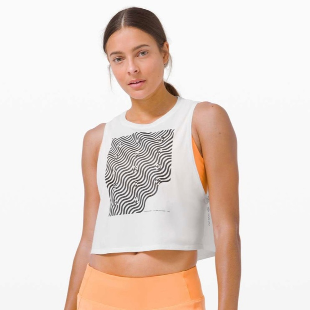 Lululemon Cut Back Crop Tank *SeaWheeze
White